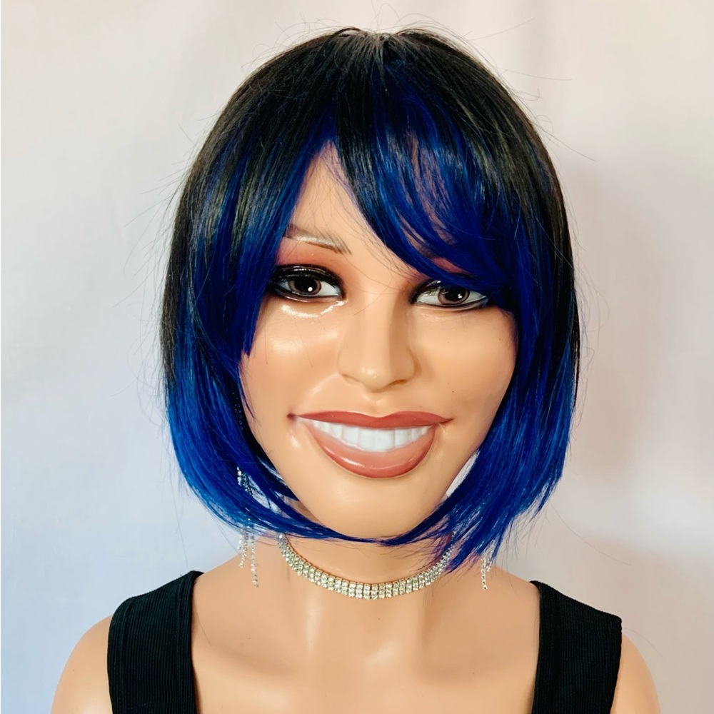 “Put On & Go” 🖤💙 Synthetic Wig with Bangs for Events- NO FURTHER DISCOUNT! 😊